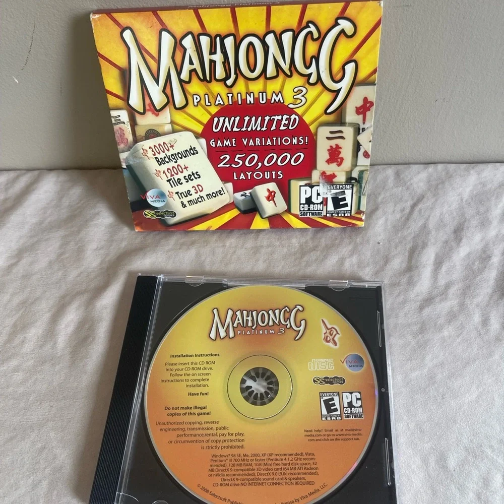 ⭐️ Mahjongg Platinum 3 PC Game Unlimited Variations CD-ROM Software 2008